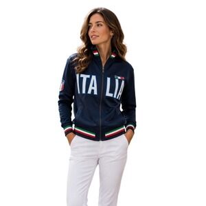 Star Venezia Women's Italy Embroidered Full Zip Long Sleeve Bomber Jacket Size S